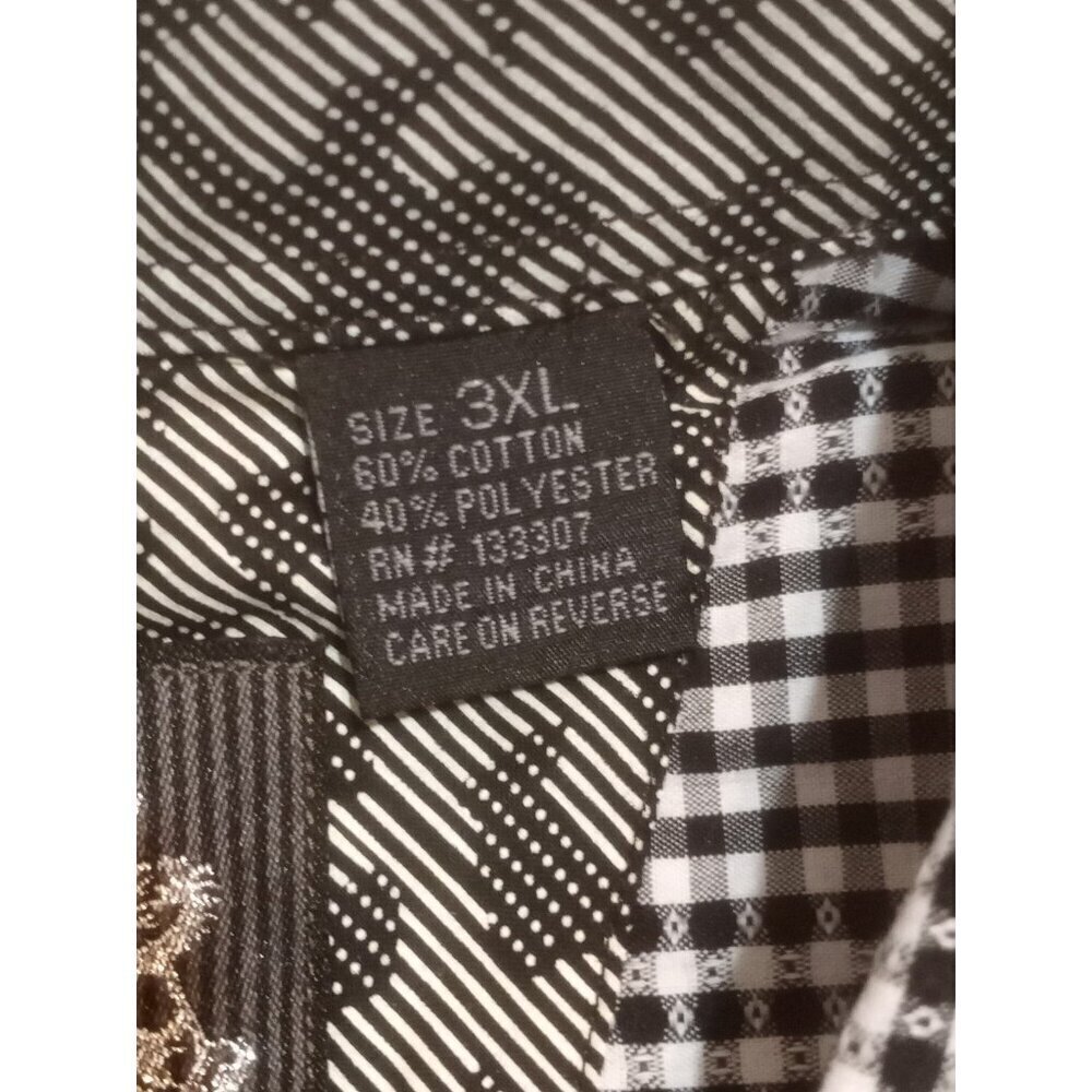 New English Laundry Shirt Mens 3XL Black Label Long Sleeve Button Up Black White - Picture 11 of 15